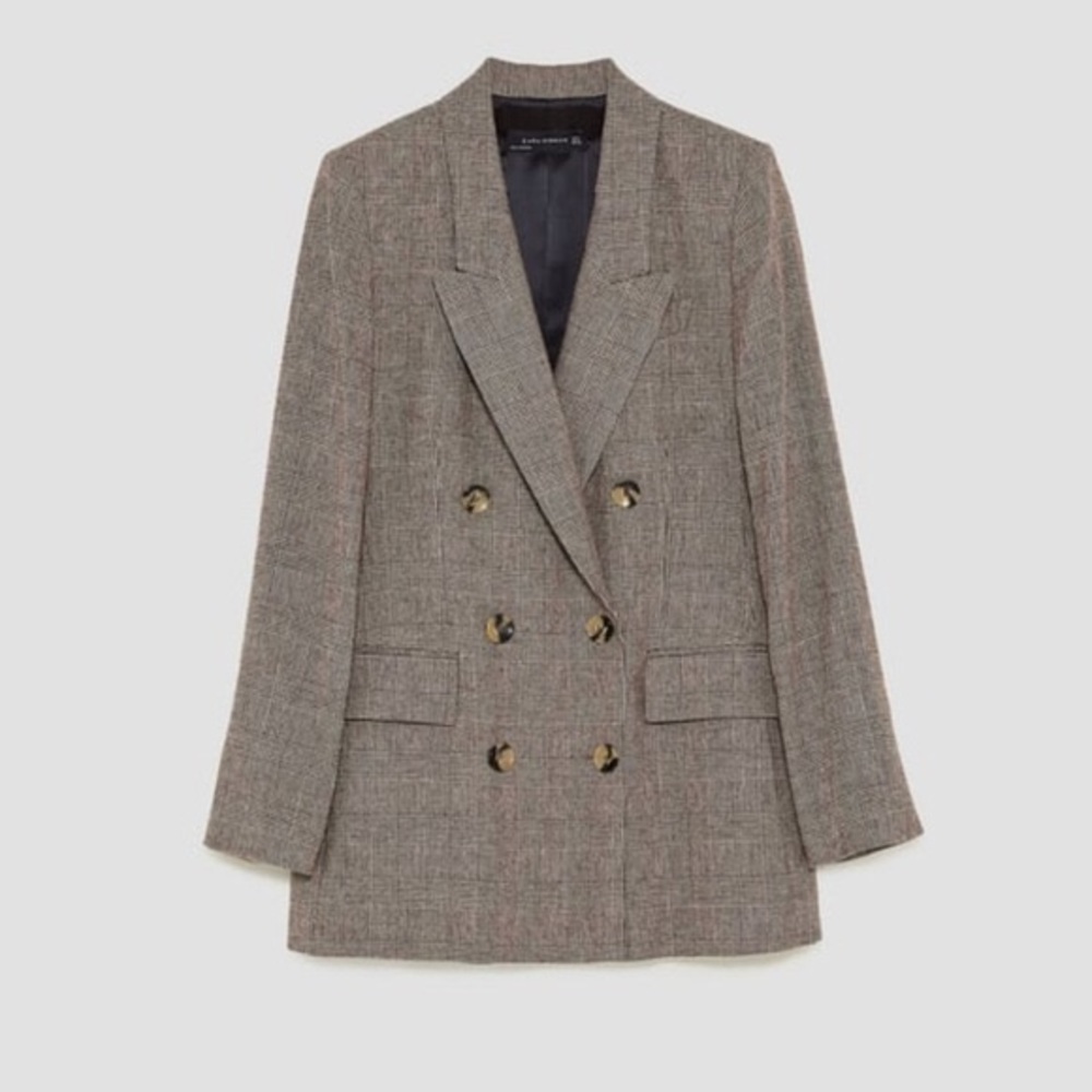 Double Breasted Plaid Blazer